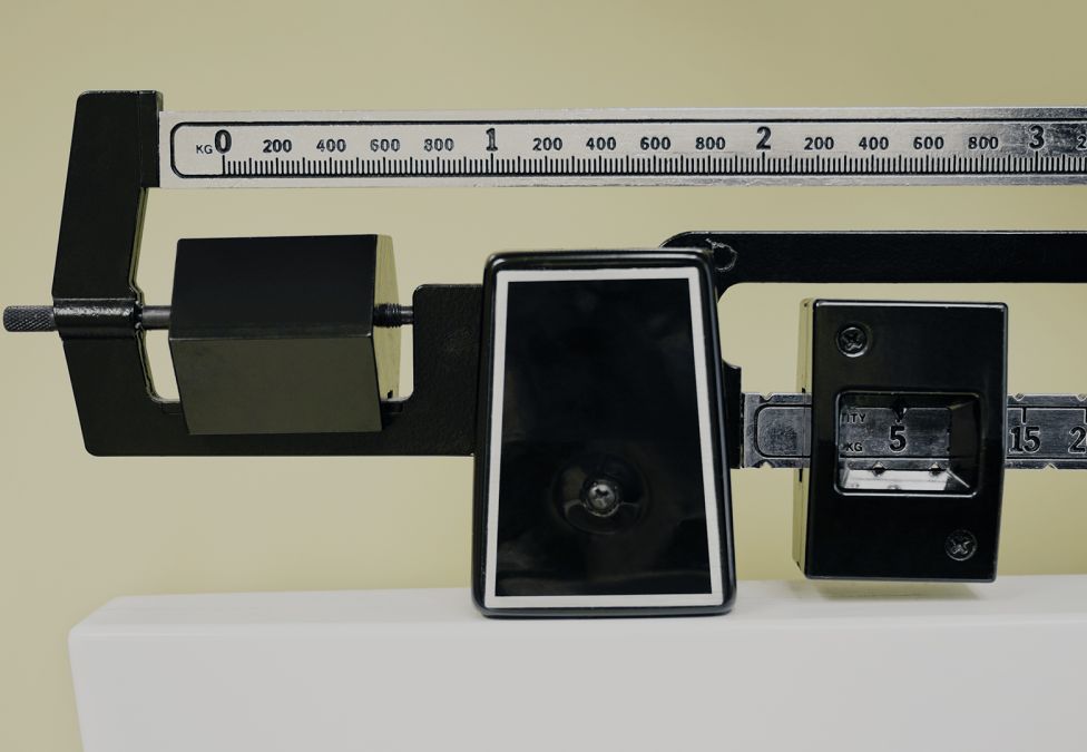 The top of a medical scale