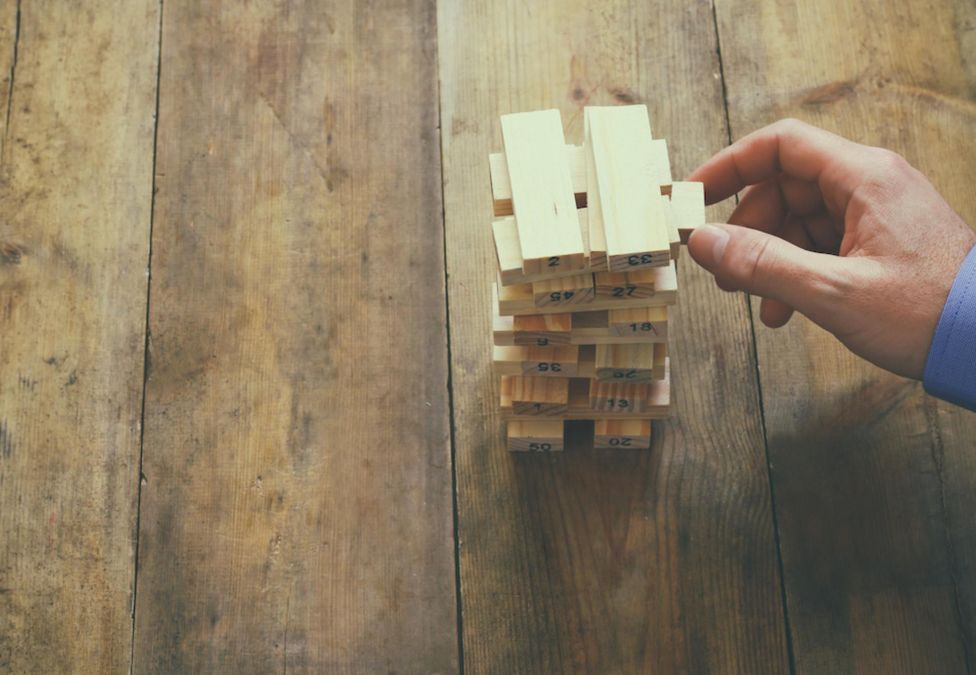 A person playing jenga