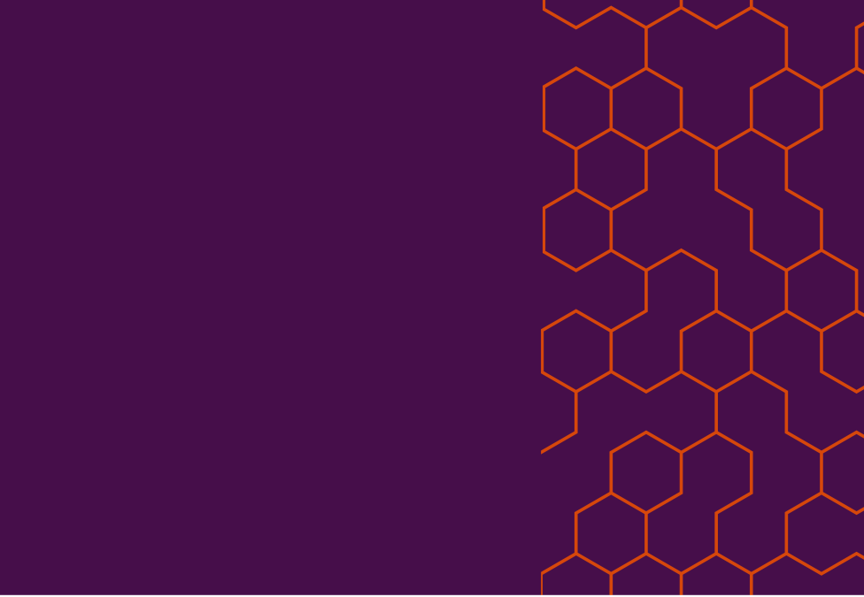 Orange hexagons on a purple background.