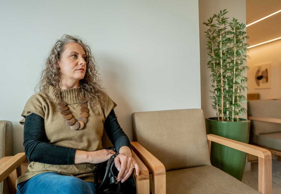 A woman in a doctor's waiting room