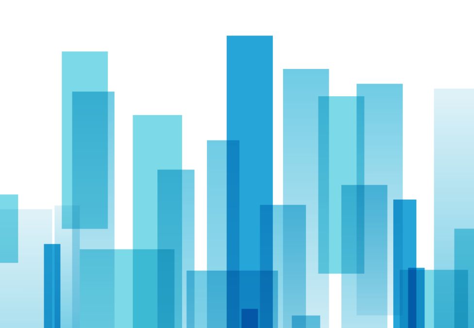 abstract blue columns with white background