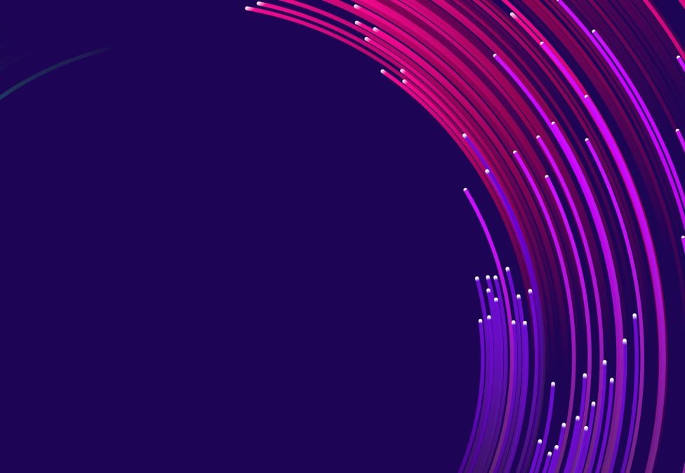 An abstract graphic of rounded lines forming a circle on a dark blue background. The lines are pink and blend into purple in an ombre circle, with just a portion of the circle showing on the screen. The graphic signifies the design of The Milken Institute's Global Conference 2025, an annual forum that brings together leaders from business, finance, and other fields to discuss economic and social issues.