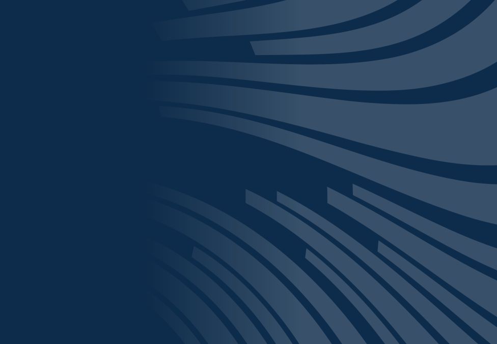 An abstract dark blue graphic with various wide gray wavy stripes, leading to an article about Models for Financing Affordable and LGBTQ+-Affirming Elder Housing at Scale from the Milken Institute.