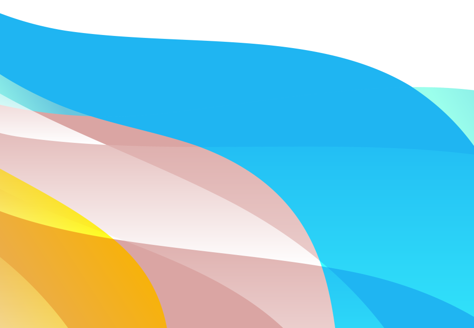 Abstract background with colorful overlapping waves in blue, orange, and yellow tones.