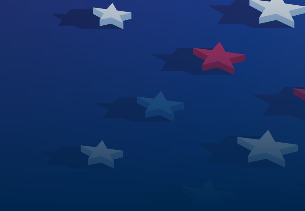 Red, white, and blue stars symbolizing employer investment in veterans.