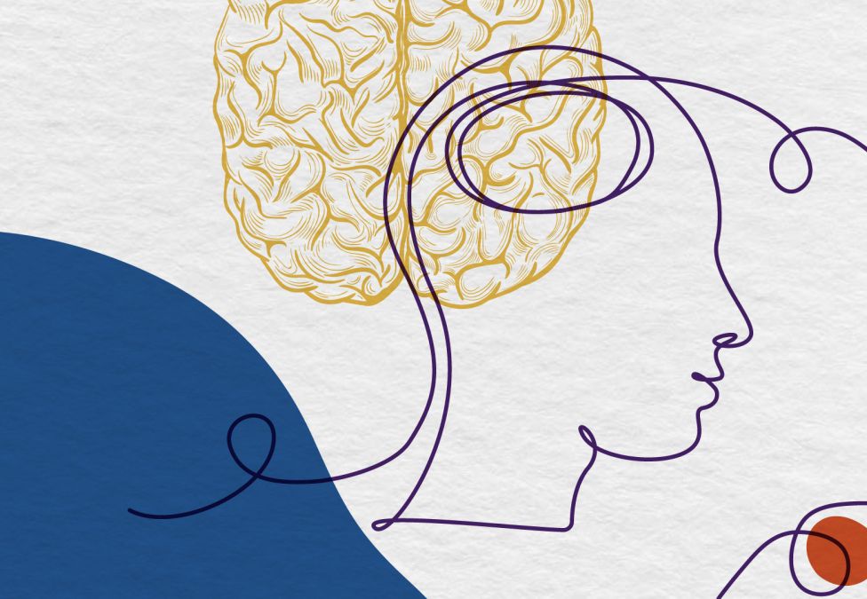 Abstract illustration representing the human mind and brain, symbolizing mental health research and care.