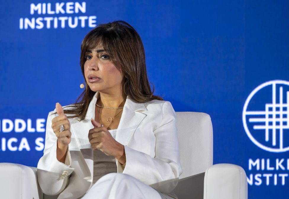 person speaking on panel 