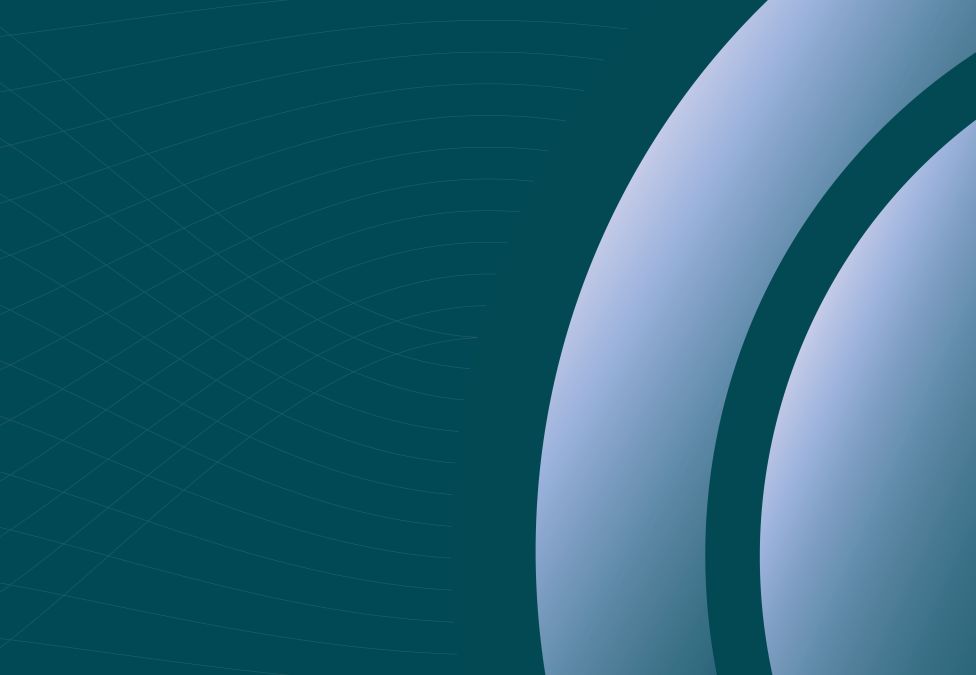 An abstract digital background featuring a dark teal field on the left with a faint, thin-lined grid pattern.