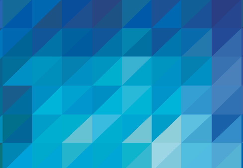 Abstract geometric pattern of blue triangular shapes in varying shades from dark to light