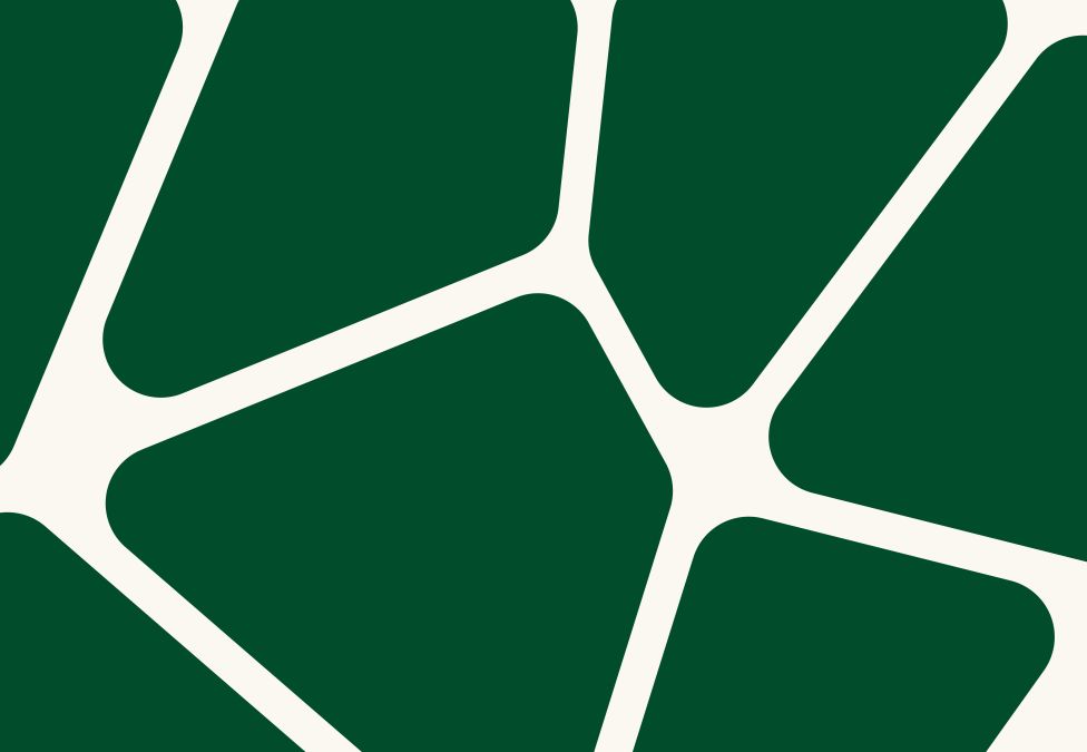 Abstract white irregular cell-like pattern on dark green background